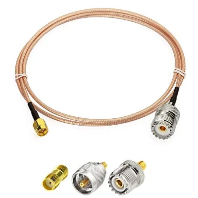 Image of Superbat SMA to SO239 RG316 Cable 15cm Male UHF Female Extension 50ohm Coax Radio with 3Pcs RF Adapter Kit for CB Handheld Antenna Walkie Talkie etc.