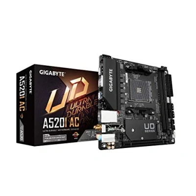 Image of Gigabyte A520I AC (AMD Ryzen AM4/Mini ITX/Direct 6 Phases Digital PWM with 55A DrMOS/Gaming GbE LAN/Intel WiFi+Bluetooth/NVMe PCIe 3.0 x4 M.2/3 Display Interfaces/Q Flash Plus/Motherboard)
