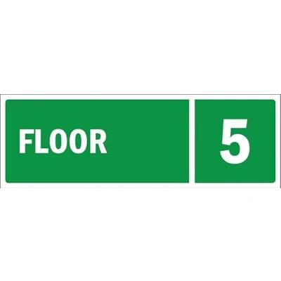 Image of Floor level 5, green emergency sign 1mm flexible Plastic (150mm x 50mm)