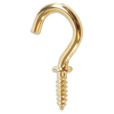 Image of 10x Small Polished Brass Cup Hooks 13mm