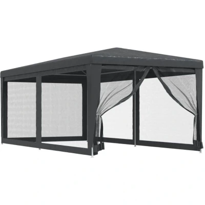 Image of vidaXL Party Tent with 6 Mesh Sidewalls Anthracite 3x6 m HDPE