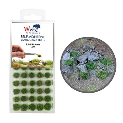 Image of War World Scenics Self Adhesive Static Grass Tufts x 100 Summer, 4mm Model Railway Wargame Scenery Railroad Modelling Diorama Miniature Hobby Tabletop