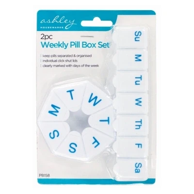 Image of 2pc White Plastic Pill Box Set By Ashley