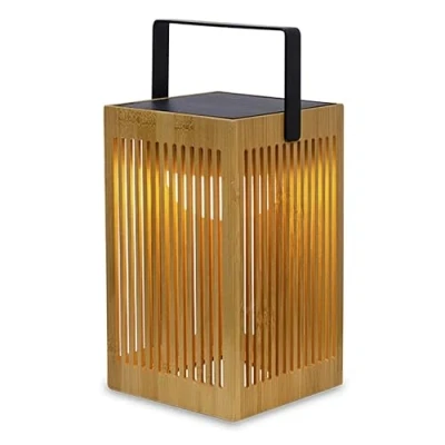 Image of OKINAWA Wireless Outdoor Solar Lantern H24cm Brown New Garden