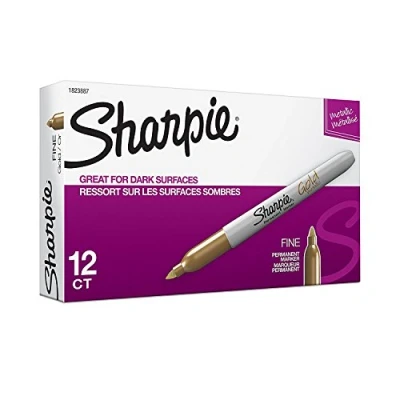 Image of Sharpie Permanent Markers, Fine Point dxnbArx, Matallic Gold, 12 Pack