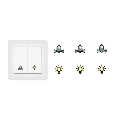 Image of Pack of 6 Switch Sticker Bells Stickers and Light Bell Symbol (RP21) (14 mm)