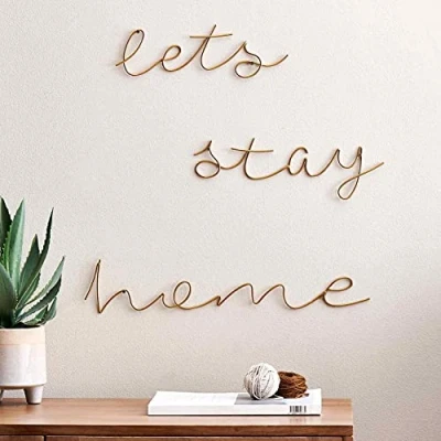 Image of EEMKAY® New Funky Wire Design Let&#039;s Stay Home Wall Art Ideal Decor M 21