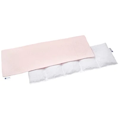 Image of Medi Partners Cherry Stone Pillow 60x20cm 800g 100% Cotton Waffle 5 Chamber Eco Natural Heat Cold Therapy Removable Pillowcase (Light Blue Waffle)