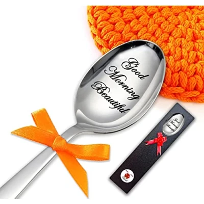 Image of Spoon Gift (Good Morning Beautiful Engraved Love Gifts for Girlfriend Husband Wife)
