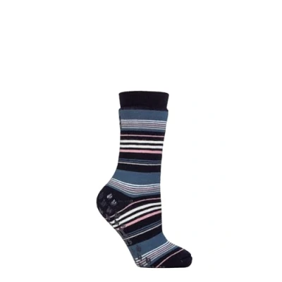 Image of Women&#039;s 1 Pair SOCKSHOP Heat Holders Iomi Raynaud&#039;s 3.1 TOG Striped Thermal Slipper Socks Stripe Navy 4 8