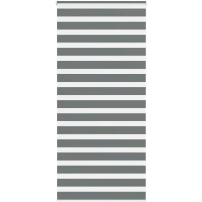 Image of vidaXL Zebra Blind Dark Grey 105x230 cm Fabric Width 100.9 Polyester
