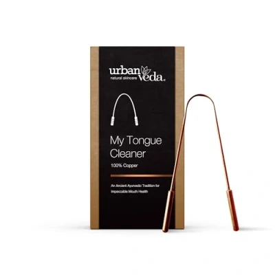 Image of Urban Veda Copper Tongue Scraper Digestive Health &amp; Bacteria Remover Fresher Breath Enhanced Taste for Bad Treatment Oral Hygiene Products Pack of 1