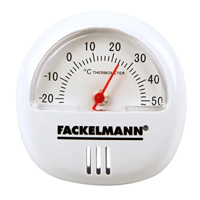 Image of Fackelmann round white plastic magnetic/free standing thermometer