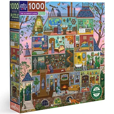 Image of eeBoo piece and Love The Alchemist&#039;s House 1000 square adult Jigsaw Puzzle