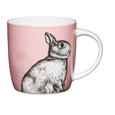 Image of KitchenCraft China 425ml Barrel Shaped Mug, Rabbit
