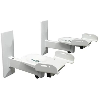 Image of DRALL INSTRUMENTS 2 wall brackets for speakers up to 12 kg load capacity speaker holder audio tilting swivel rotatable adjustable bracket white Model: BH5Wx2