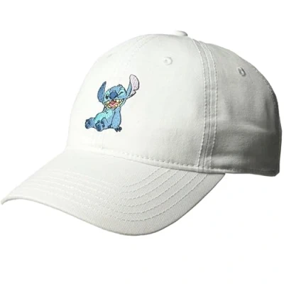 Image of Concept One Unisex&#039;s Disney Stitch Dad Hat, Adjustable Cotton Baseball Cap with Curved Brim, White, Size