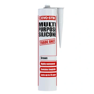 Image of EVO STIK Multipurpose Silicone Sealant, Waterproof + Mould Resistant, For Interior and Exterior Use, Colour: Brown