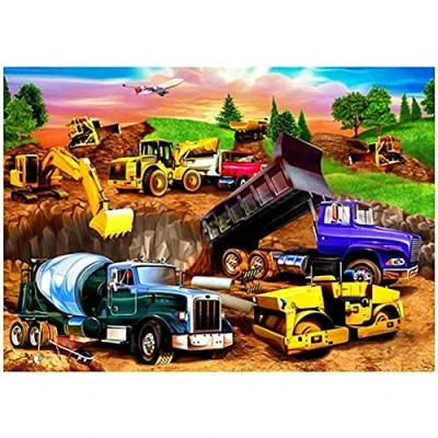 Image of 5D Diamond Art Kits Truck Excavator 30x40cm Painting Kit for Adults Full Drill Embroidery Crystal Rhinestone Cross Stitch Craft Canvas Pictures Home Wall Decor (12x16in)