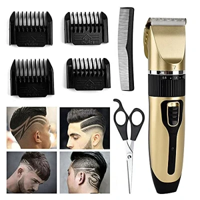 Image of Hair Clippers, USB Rechargeable Trimmer Cordless Electric Beard Trimmers for Men, Professional Haircut Machine with Detail Blades LED Display 4 Guide Combs 1 Scissors(Hair Cutting Kit)