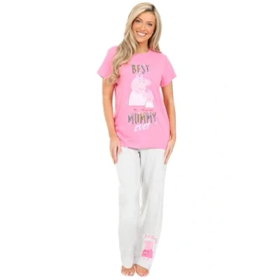 Image of Peppa Pig Womens Best Mummy Ever Long Cotton Pyjama Set Ladies PJ&#039;s (22 24) Pink