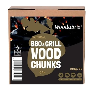 Image of Woodabrix Wood Chunks for BBQ, 2.2Kg/7L, Smoking Food, Oak