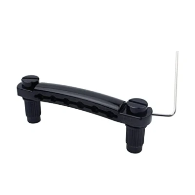 Image of Guyker Guitar Tune O Matic Tailpiece Stop Bar with Studs Bridges Parts Replacement for LP SG Style 6 String Electric (GS001, black)