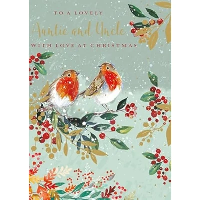 Image of The Wildlife Auntie &amp; Uncle Robins Artistic Christmas Greeting Card X16082GH