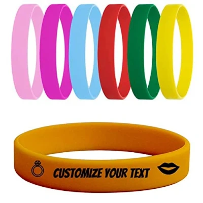 Image of TEMEITE Personalized Bracelet Silicone Mens Rubber Bracelets Wrist Bands Wristbands For Party Wristband Wrists Brown