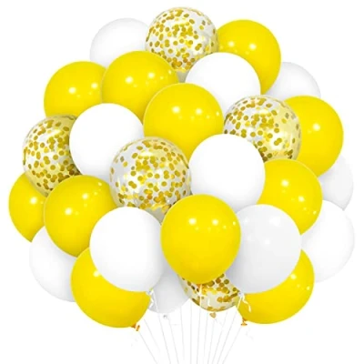 Image of Yellow White Balloons, 30 Pack 12 Inch Matte Balloon Confetti Helium Latex Balloons for Birthday Baby Shower Wedding Anniversary Ceremony Graduation Party Decorations