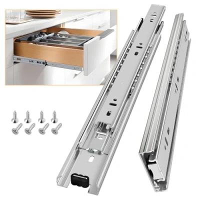 Image of AOLISHENG Drawer Runners Slides 300mm 45kg Load Capacity Heavy Duty Draw Sliders Full Extension Ball Bearing Kitchen Cabinet Replacement Rails Side Mount, Silver 1 Pair