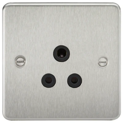 Image of KnightsBridge Flat Plate 5A unswitched socket brushed chrome with black insert