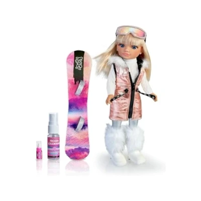 Image of Nancy Snow Fashion, a day in the snow, skiing doll with blonde hair and pink highlights, snowboard silver glam outfit, accessories winter accessories, Famosa (700017338)