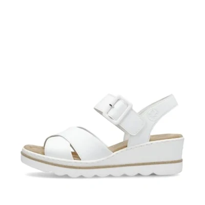 Image of Rieker Women sandals 67463, Ladies Strappy (White, UK Footwear Size System, Adult, Women, Numeric, Medium, 6)