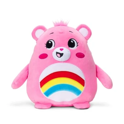 Image of Care Bears , Cheer Bear 25cm Squishes Collectable Cute Plush Toy, Cuddly Toys for Children, Soft Girls and Boys, Teddies Suitable Boys Ages 4+ Basic Fun 22723