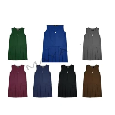 Image of Girls School Pinafore Dress Box Pleated Skirt (15 16 Years, Grey)