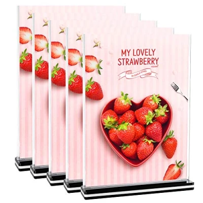 Image of POERMA Acrylic Sign Holder, 5pcs A4 Display Stand Leaflet Poster Menu Holder Picture Frames for Tables, Restaurants, Exhibition, Family Pictures