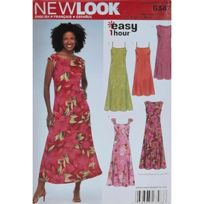 Image of New Look sewing pattern 6347: Misses Dresses, size A, Cotton, A (10 12 14 16 18 20 22)
