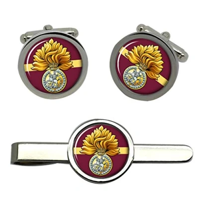 Image of Royal Regiment of Fusiliers Badge, British Army Cufflinks and Tie Clip Set