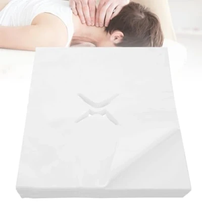 Image of Massage Face Cradle Covers, 400Pcs Disposable Nose Slit Cloths for Table, Super Comfy Non Woven Cloth Covers Table Bench Headrests