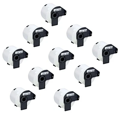 Image of PerfectPrint Compatible Label Roll Replacement for Brother QL 810W 820NWB 580N 800 1050 1050N 1060N 500 550 570 710W 720NW DK 11202 (Black on White, 10 Pack)