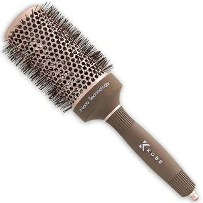 Image of Kobe Professional Heat Retaining Ceramic &amp; Ionic Round Hair Brush for Blow Drying With Nanotechnology 53mm Barrel Dry Brush,Curling