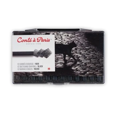 Image of Conté à Paris Sketching Carre Crayons Black HB (Pack of 12)