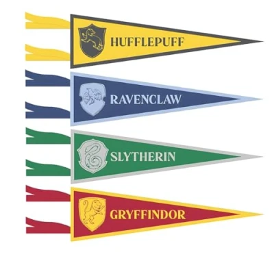 Image of Unique 23591 Harry Potter Fabric Pennant Banners Party Pack of 4, Multicolour