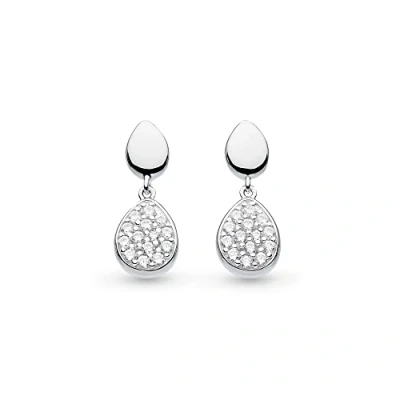 Image of Kit Heath Sterling Silver and Cubic Zirconia Coast Pebble Glisten Drop Earrings