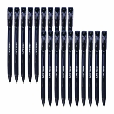 Image of CLARO Trion+ Ballpoint Pens, BLACK, Medium Point (1.0mm), Pack of 50, Smooth Ball Pens for School Office Home Everyday Use