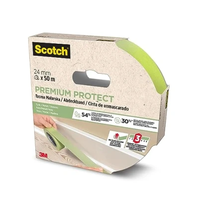 Image of ScotchBlue Multi Surface Premium Protect Masking Tape 1 Roll, 24 mm x 50 m Scotch Adhesive Painters Tape, For Painting and Decorating, Indoor &amp; Outdoor, Sticks Well, 70% PEFC