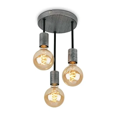 Image of BRILONER Retro Ceiling Spotlight, 3X E27 Sockets, Silver Crafted, 190 x 310 mm