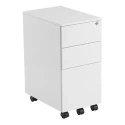 Image of Mezzo Slimline 3 Drawer Under Desk Steel Pedestal White TKUSSMP3WH