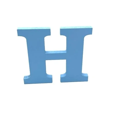 Image of Blue Wooden MDF Letter H Size 13cm Tall Free Standing Letters for Arts &amp; Crafts Personalized Name Decor